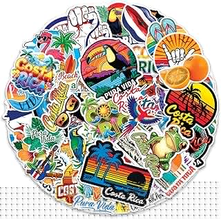 MONIZY Costa Rica Travel Stickers 50 Pieces Vinyl Waterproof Decal for Laptop Water Bottle Phone Car Window Bike Motorcycle Stakeboard Scrapbook Tropical Sticker Gifts