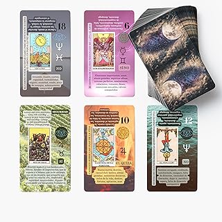 Witchy Cauldron Spanish Learning Tarot Card for Beginners with Meanings on Them - Training Beginner Cards for Tarot Learners Including Chakra, Planet, Zodiac, Element, Yes or No.