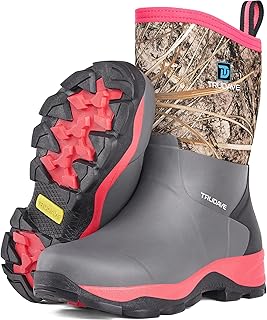 Rubber Rain Boots for Women, Neoprene Insulated Mud Work Boots, Anti-slip Breathable Mid-calf Womens Waterproof Boots for Garden, Water Fishing, Size 6-11