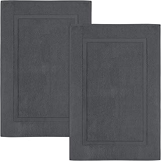 Utopia Towels Cotton Banded Rug, Bath Mats, Not a Bathroom Rug, 21 by 34 Inches, 100% Ring Spun Cotton, Highly Absorbent Shower Bathroom Floor Mat, Grey, 2 Pack