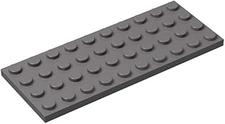 10 Piece Plate 4 x 10, Dark Gray, Compatible with Lego Parts and Pieces