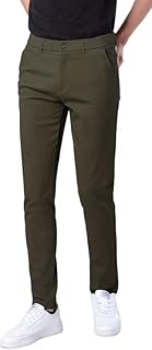 Men's Skinny Stretchy Khaki Pants Colored Pants Slim Fit Slacks Tapered Trousers