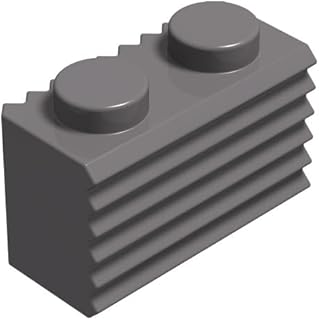 70 Piece Brick, 1 x 2 with Grille/Fluted Profile, Dark Gray, Compatible with Lego Parts and Pieces