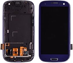 CrUzex LCD Screen Compatible with Samsung Galaxy S3 I9300 LCD Display Touch Screen Digitizer + Home Botton Full Assembly Bezel Frame Can Be Adjust Brightness (Color : Blue)