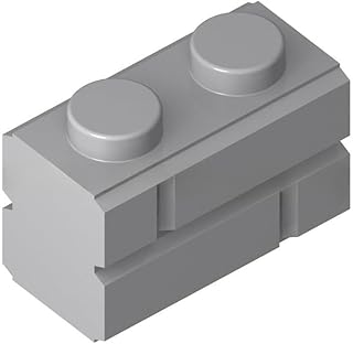 66 Piece Brick, 1 x 2 with Masonry Profile, Light Gray, Compatible with Lego Parts and Pieces