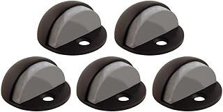 Design House Dome Door Stop Wall Protector with Rubber Stopper, Design House Oil Rubbed Bronze Floor Mounted Door Stoppers, 5-Pack, 181891
