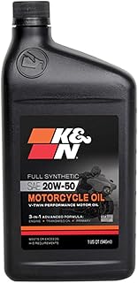 Full Syntheteic Motorcylce/ATV Oil: 20W-50 Synthetic Oil: Premium Engine Protection, 1 qt