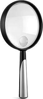Magnifying Glass, 90mm Shatterproof Lens 10X 30X Handheld Magnifying Glass with Non-Slip Handle for Elderly Reading, Adults Close Work, Nature Exploration, Insect and Hobby Observation