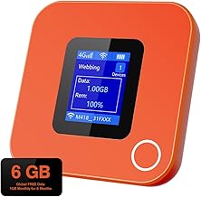 4G LTE Mobile Hotspot Device, 6-Month Free Global Data (1GB/Month), Portable WiFi Hotspot for Travel in 200+ Countries & Regions, Connect 32 Devices, 5000mAh Battery, No SIM Card Required