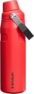 IceFlow Fast Flow Water Bottle 24 oz | Angled Spout Lid | Lightweight and Leakproof for Travel and Sports | Insulated Stainless Steel | BPA-Free | Chili Black