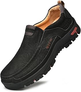 Men’s Casual Leather Shoes Breathable Loafers Lightweight Men Driving Shoes Slip On Fashion Boat Shoes Outdoor Non-Slip Comfort