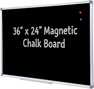 36 x 24 Inch Magnetic Black Chalkboard for Wall, Wall-Mounted School Blackboard with Aluminum Frame for Teachers, Written on by Regular Chalk
