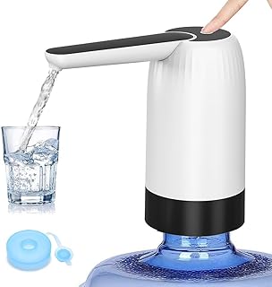 Myvision 5 Gallon Jug Drinking Water Dispenser, Portable Water Dispenser fro 3 Gallon Bottle, USB Electric Water Bottle Pump, 2-5 Gallon Water Jug Switch (White)