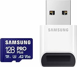 PRO Plus microSD Memory Card + Reader, 128GB MicroSDXC, Up to 180 MB/s, Full HD & 4K UHD, UHS-I, C10, U3, V30, A2 for Android Phones, Tablets, GoPRO, DJI Drone, MB-MD128SB/AM, 2023
