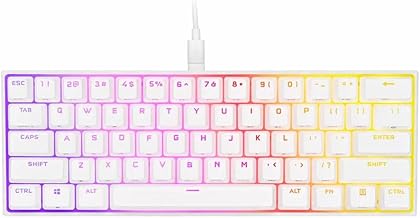 K65 RGB MINI 60% Mechanical Wired Gaming Keyboard – Cherry MX Speed Switches – PBT Double-Shot Keycaps – iCUE Compatible – QWERTY NA – White