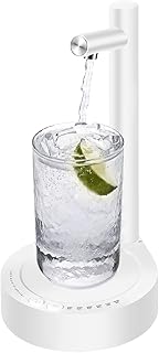 Desktop Water Dispenser for 5 Gallon Bottle, PLUZZ Portable Small Electric Water Pump for 5 Gallon Jug for Home, Office, Camping, Outdoor, Easy & Useful White Rechargeable Countertop Water Pump