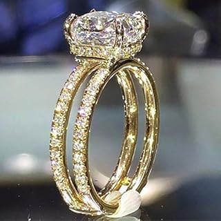 Gold Plated White Cubic Zirconia Engagement Rings Wedding Bridal Band Promise Rings Evening Parties Anniversary Valentine's Day Gifts Eternity Bands for Women