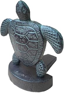 The Bridge Collection Cast Iron Sea Turtle Door Stop – Heavyweight Coastal Turtle Door Stopper – Nautical Beach House Decor Accent