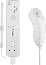 Lyyes Remote Controller for Wii, Wii Remote and Nunchuck Controllers with Silicon Case and Strap for Wii and Wii U (White)