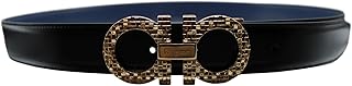Gancini Logo Engraved Reversible Gold Buckle Belt