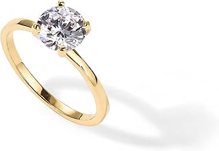 18K Sterling Silver Gold Round Cut Solitare 1.5 CT Moissanite Engagement Rings for Women - Moissanite Wedding Band for Women - Stone Promise Rings