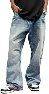 Mens Baggy Jeans for Men Women Y2k Skater Vintage Plain Pants Casual Wide Leg Jeans Loose Fit Denim Jeans