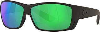 Sunglasses for Men Cat Cay Mens Polarized Sunglasses - UV Protection - Fishing, Boating & Beach - Size 61 - Blackout/Green Mirror 580P