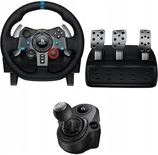 Logitech G G29 SE Driving Force Racing Steering Wheel and Pedals, Force Feedback, Genuine Leather Driving Force Shifter - for PS5, PS4 and PC, Mac - Black