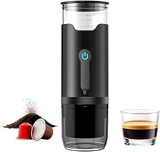 Portable Espresso Machine, Travel Coffee Maker with 2000mAh Battery USB-C Charging, 3-in-1 Electric Espresso Brewer for Ground Coffee & Capsule, for Camping Hiking Car Office