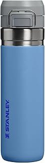 Quick Flip GO Water Bottle 24 oz | Push Button Lid | Leakproof and Packable for Travel and Sports | Insulated Stainless Steel | BPA-Free | Blue Sky