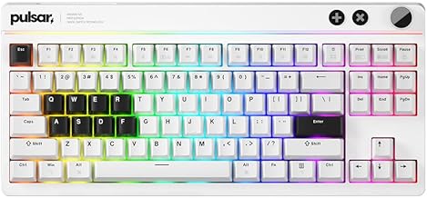 Pulsar XBOARD QS Mechanical Gaming Keyboard – QMK/VIA, Hot Swappable Linear Switch, TKL Layout Gasket Mount, Aluminum Frame, RGB LED Backlit, Knob (White) (Renewed)