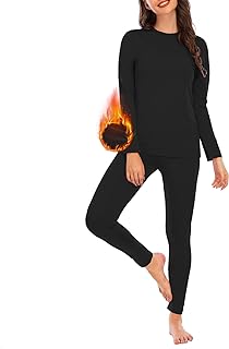 Womens Thermal Underwear Set - Long Johns for Base Layer Women with Fleece Lined for Winter-Warm Loungewear