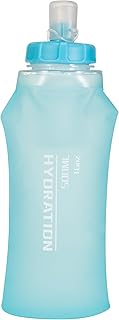 Collapsible Water Filter Bottle, Durable Soft Flask, Multi-Stage Filtration Using Nanofiber, Improved Taste, Easy Squeeze Fast Flow, for Hiking Backpacking Travel Camping, 16.9oz, Blue