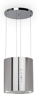 Klarstein Berett Island extractor hood - extractor hood, 35 cm Ø 35 cm, 190 W motor power, max. 560 m³/h air circulation, 3 power levels, LED hob lighting, stainless steel, Grey