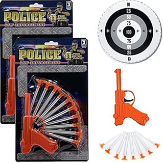 Detective Set, 10 Suction Cup Bullets with A Plastic Pistol, 11 Piece Set (Set of 2) - Orange