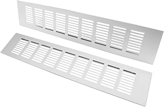 2PCS Air Vent,TTZEZE Heavy Duty Aluminium Alloy Ventilation Grille Rectangle Metal Louvered Grill Cover for Wardrobe Stove Shoes Cabinet Sink Kitchen Bathroom Side Wall Ceiling and Floor Exhaust Vent