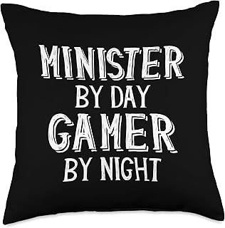 Minister by Day Gamer by Night Gift for Church Ministers Throw Pillow