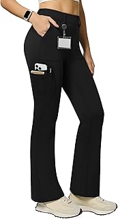 Women's Stretch Cargo Pants High Waist Bootcut Flare Leggings with 6 Pockets Soft Yoga Work Pants for Business Casual