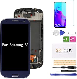 AMOLED for Samsung Galaxy S3 Screen Replacement for Galaxy S3 LCD for Galaxy S3 Display for Galaxy S3 Digitizer for i9300 i9305 i535 T999 i747 Touch Screen Assembly Parts (Blue with Frame)