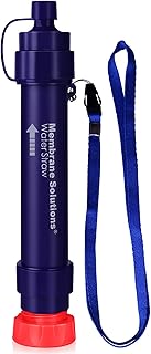 Membrane Solutions Water Filter Straw S2, NSF/ANSI 42&372&401 Certified, 4-Stage 0.1 μm Portable Water Purifier with Replaceable Filter, 5,000L Capacity for Camping, Hiking, Survival and Emergency- 1P