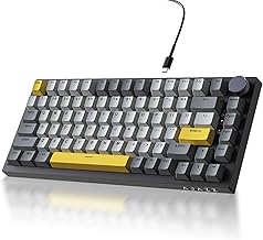 Ajazz AK820 TKL 75% Hot Swappable Mechanical Keyboard with Volume Knob, Gasket Mount Wired Gaming Creamy Keyboard, Pre-lubed Linear Switch, South-Facing RGB, PBT Keycaps