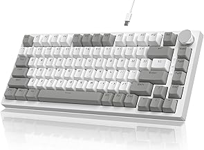 Attack Shark ajazz AK820 75% Mechanical Gaming Keyboard with Knob Hot Swappable Custom Gasket Mounted Keyboard USB-C Wired White LED Linear AS Red Switch for PC/Win/Mac