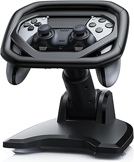 Steering Wheel for PS5 Dualsense & Dualsense Edge Controller, Enhanced Steering for GT7, F1 23, Racing Wheel Table Attacthment with Suction Cups, Compatible with Playstation 5 Controller,Black