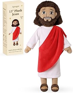 Apragaz 13" Jesus Plush Doll, Jesus Plushies for Kids, Soft & Comfort Christian Toy, Christian Faith Plushie Faith-Based Gift for Boys Girls, Sunday School, Bible Learning, Easter & Christmas(Red)