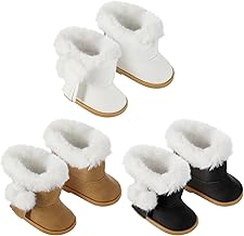 Bencailor 3 Pairs Doll Shoes 18 Inch Doll Boots Winter Dolls Snow Boots Christmas Accessories for Dress up(Black White Brown)