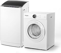 ROVSUN 17.8LBS Full-Automatic Washing Machine and 1.8CuFt Portable Clothes Dryer Set, Compact Laundry Washer and Dryer Combo Set with Stainless Steel Inner Tub, for Apartment, Dorm, Home