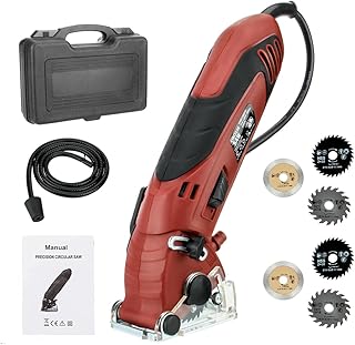 Mini Circular Saw Set, 400W High Power Compact Saw for Drywall, Tile, Metal, Wood, with 6 Blades & Tool Box