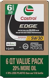 Castrol EDGE 5W-30 Advanced Full Synthetic Motor Oil, 6 Quarts EcoPack