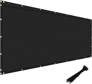 Windscreen4less 4' x 50' Privacy Fence Screen Heavy Duty Windscreen Fencing Cover Windblock Mesh Fabric Shade Cloth with Brass Grommtes for Garden Yard Pool Deck Carport Construction, Black