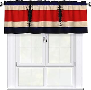 Window Curtain Costa Rica Flag Damaged Valance 54x18in Rod Pocket Light Filtering Short Curtains for Kitchen Bathroom Laundry Room Studio
